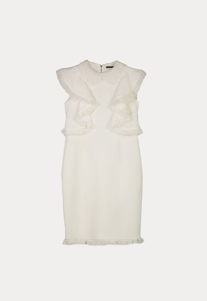 Neoprene Ruffle Fringed Dress