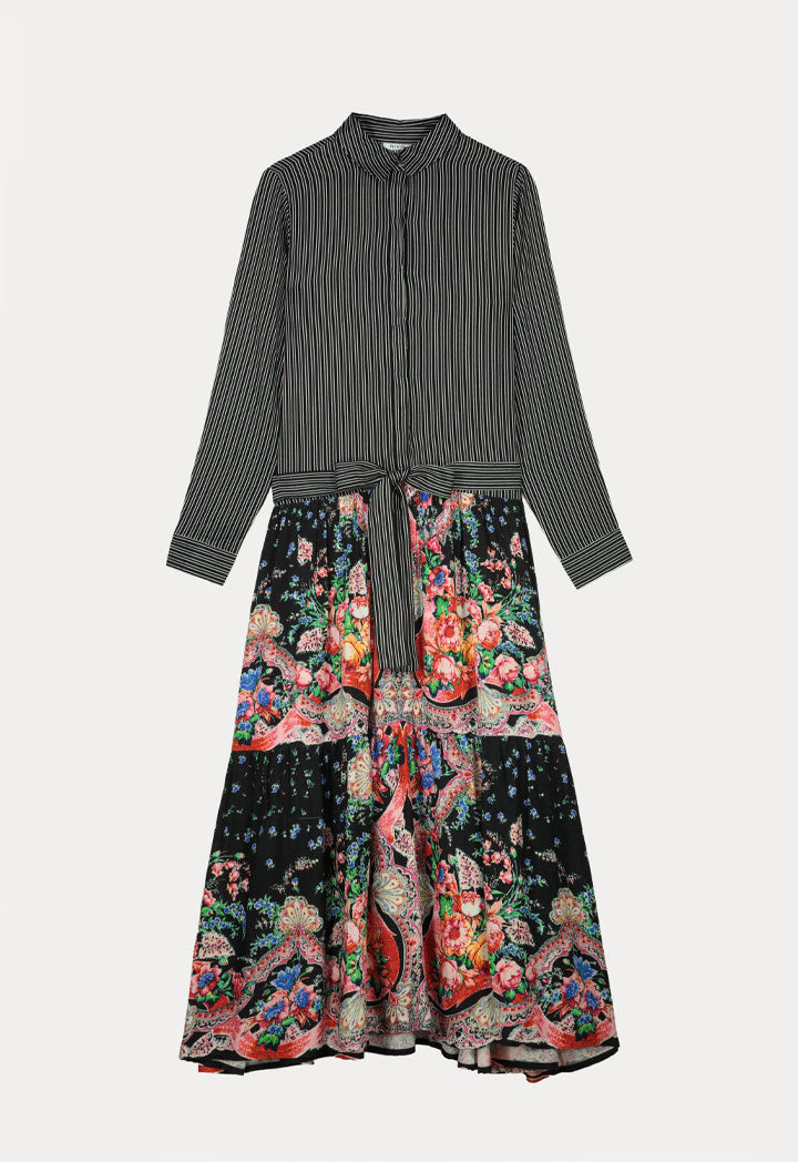Stripe With Floral Print Dress