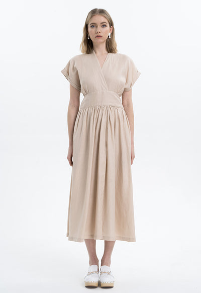 Over Lapped Linen Dress