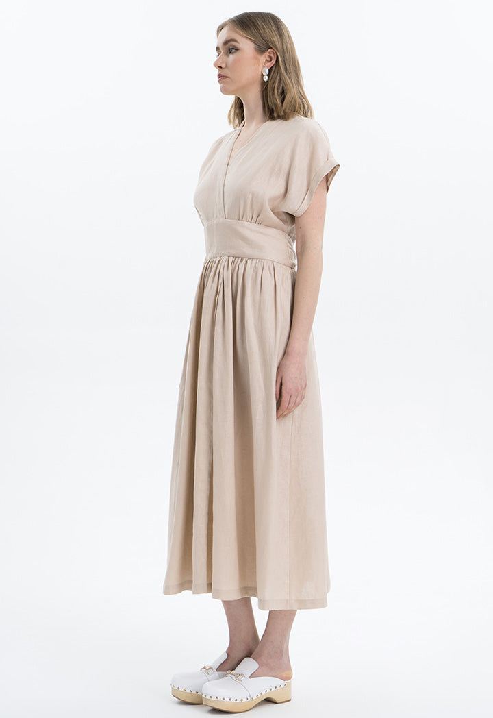 Over Lapped Linen Dress