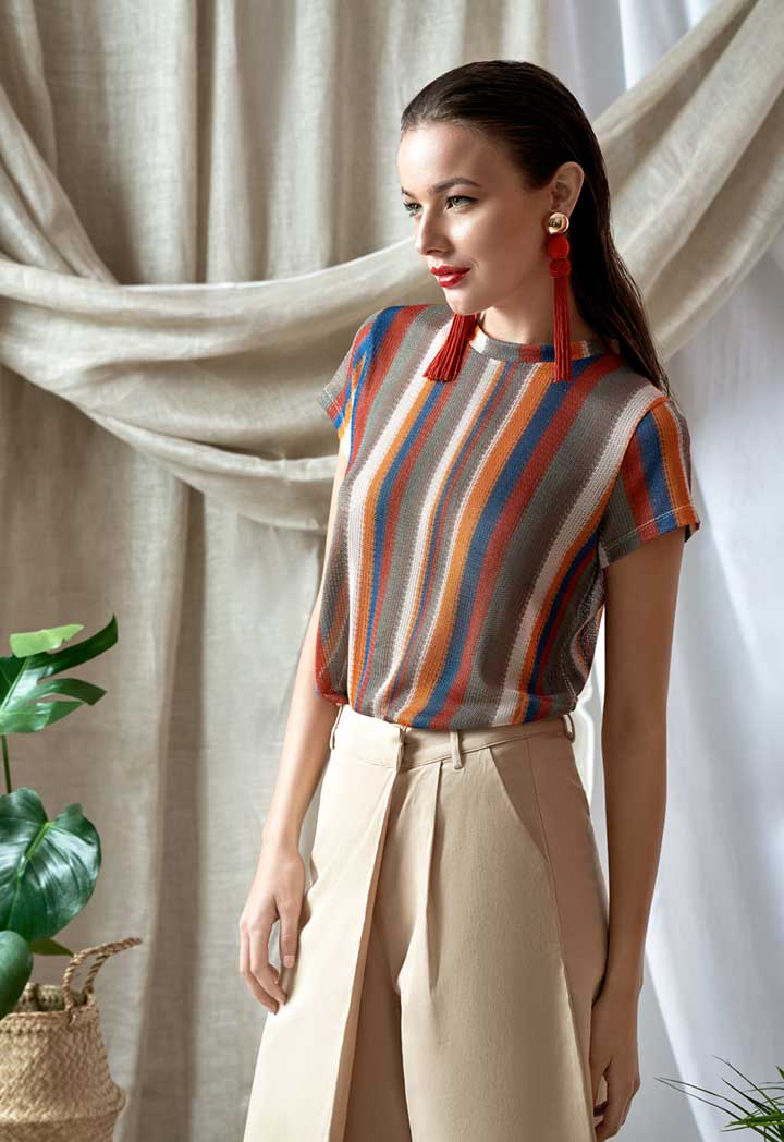 Vertical Multicolor Stripe T-Shirt