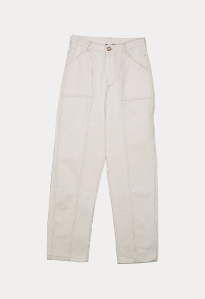 White Denim Topstitch Pants