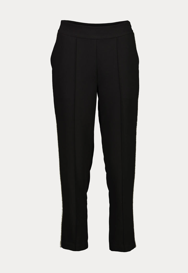 Black Side Stud Trim Trouser