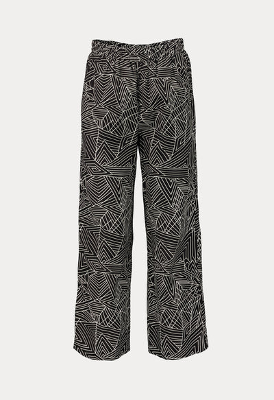 Geometric Print Elastic Waist Trouser