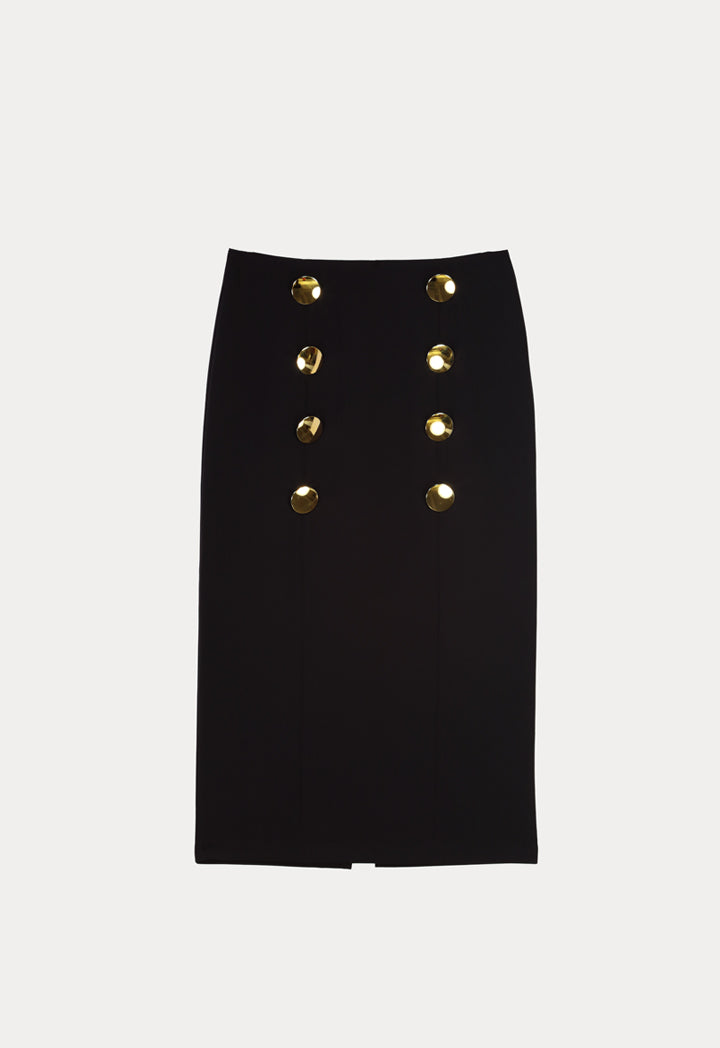 Formal Midi Skirt With Button Details