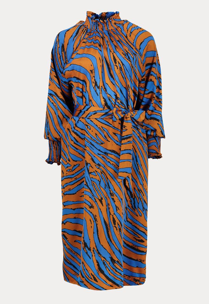Printed Shirred Neckline Blouse