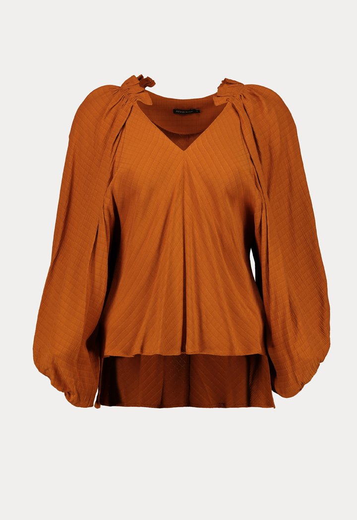 Ruffle Shoulder V Neck Blouse