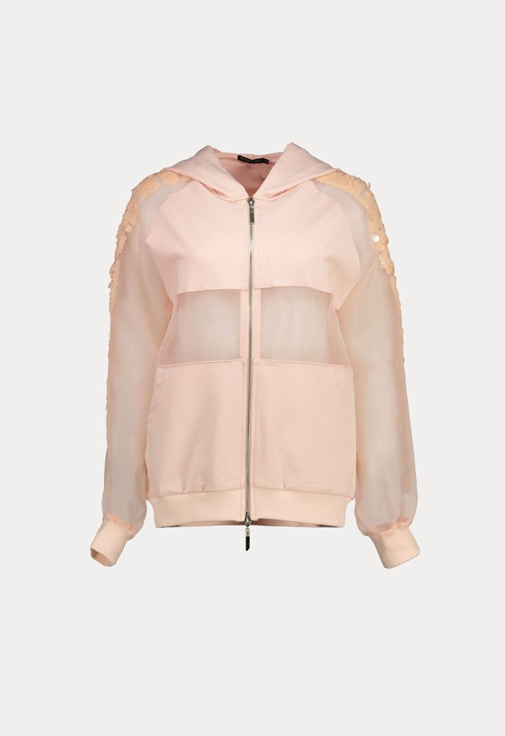 Organza Trim Hooded Jacket