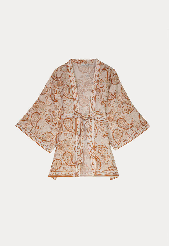 Contrast Paisley Printed Kimono