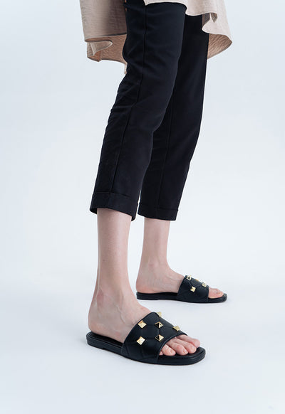 Spiky Studded Flat Slides