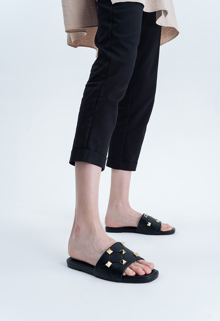 Spiky Studded Flat Slides