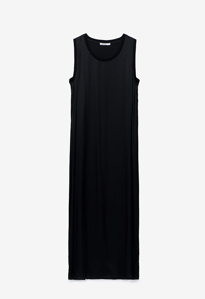 Solid A-line Maxi Sleeveless Dress