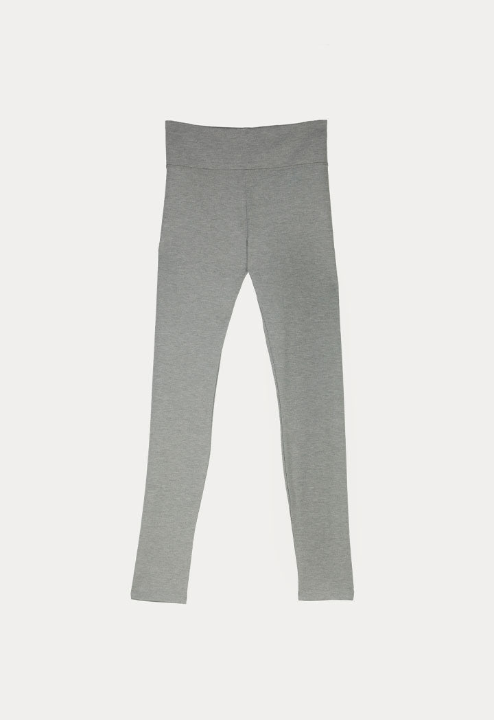 Solid Mid Waist Legging Pants