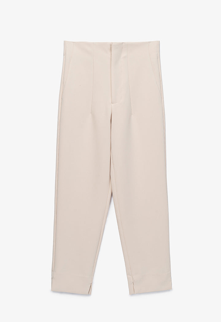 Long Solid Trouser With Faux Pocket