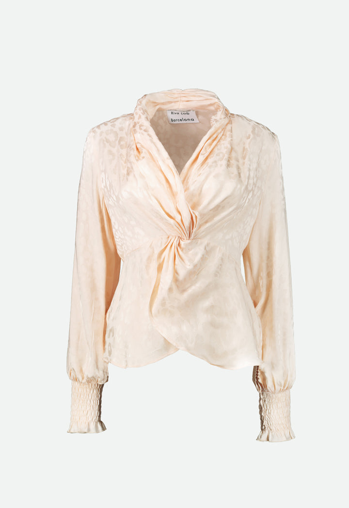 Printed Knot Tie Blouse