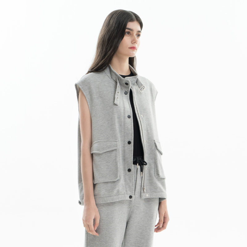 Melange Jersey Sleeveless Jacket