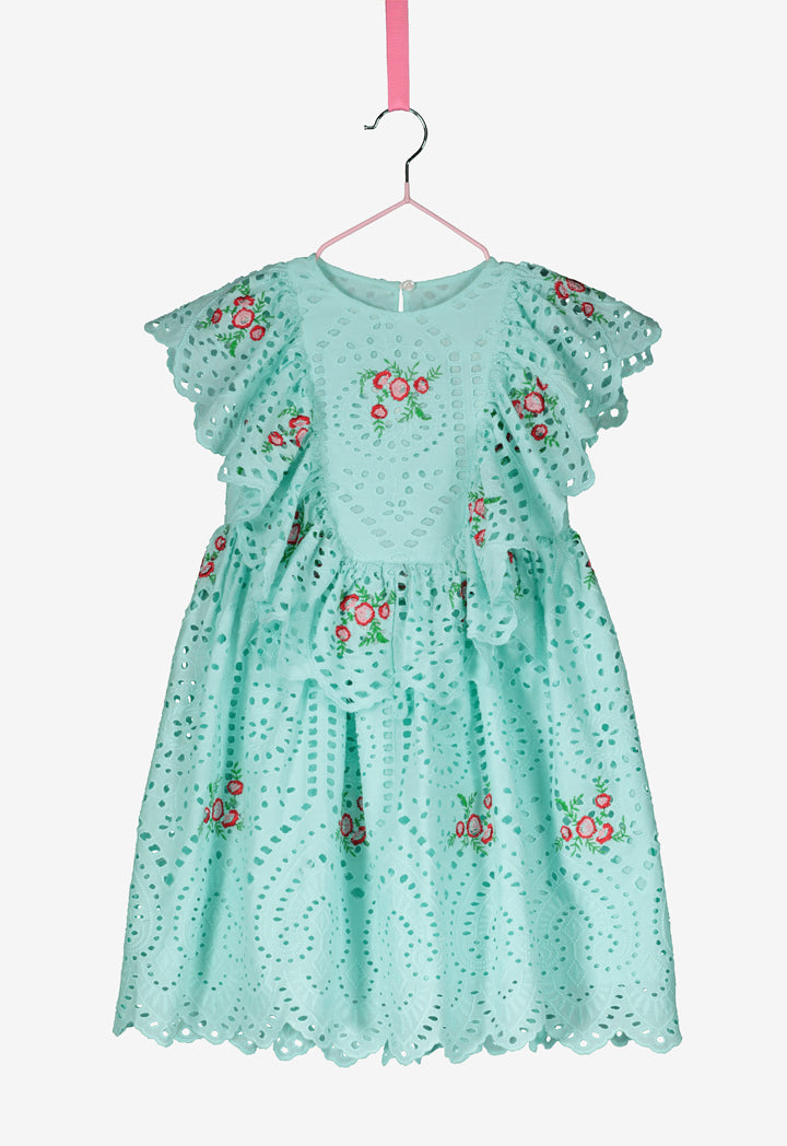 Floral Schiffli Frill Dress