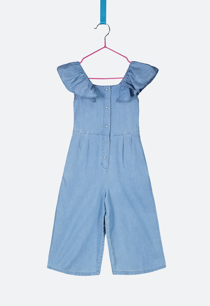 Ruffle Strap Tencel Denim Jumpsuit