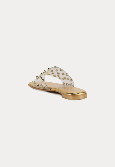 Clear Jelly Metallic Stud Slip On Sandals