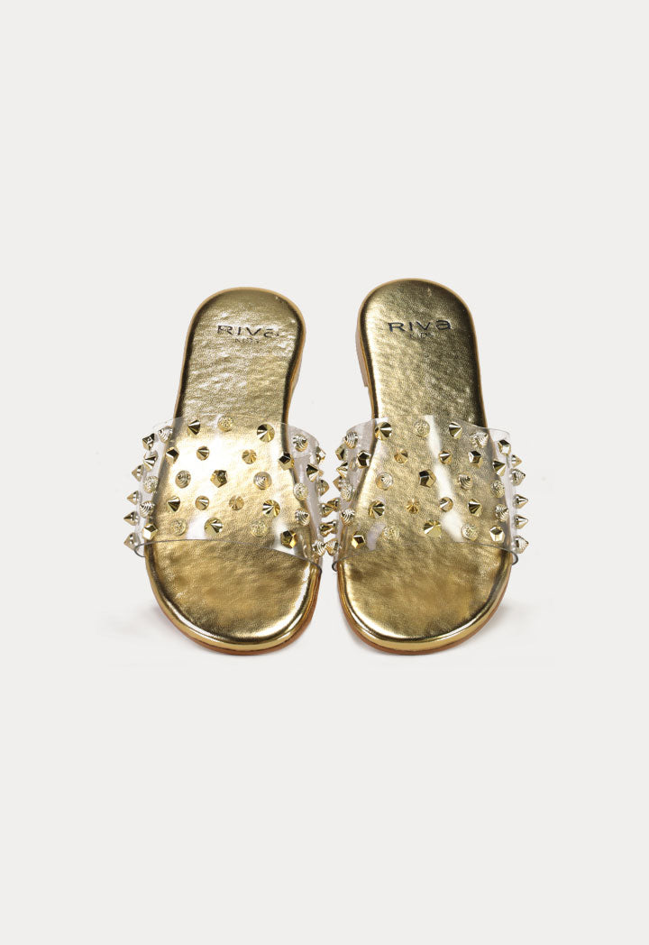 Clear Jelly Metallic Stud Slip On Sandals