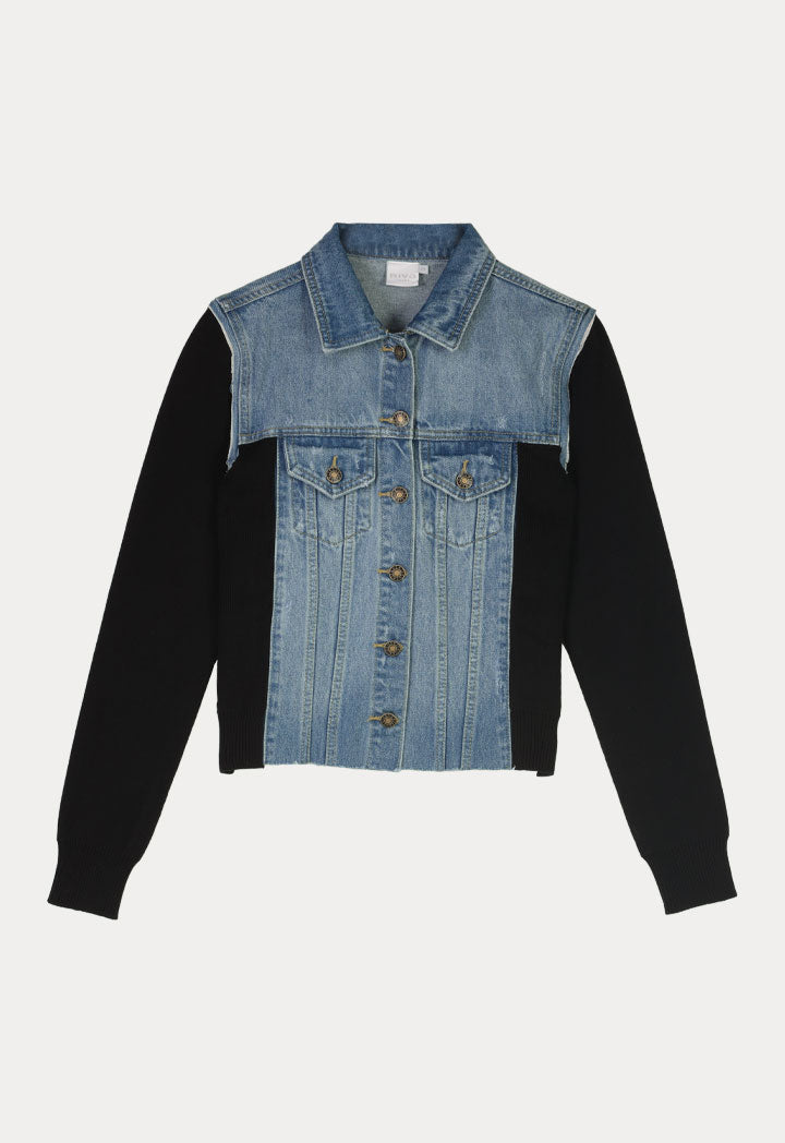 Knitted Sweater Denim Jacket