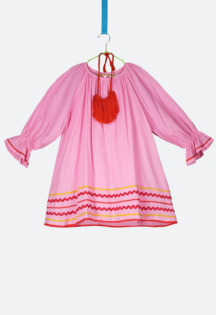 Ruffle Sleeve Dress With Necklace