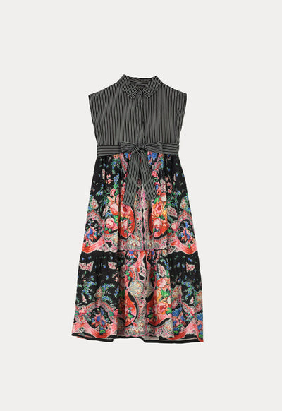 Stripe With Floral Print Dress