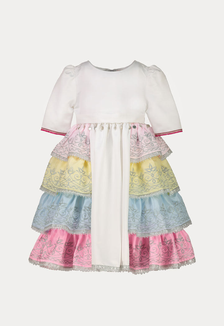 Jacquard Lurex Side Tiered Dress