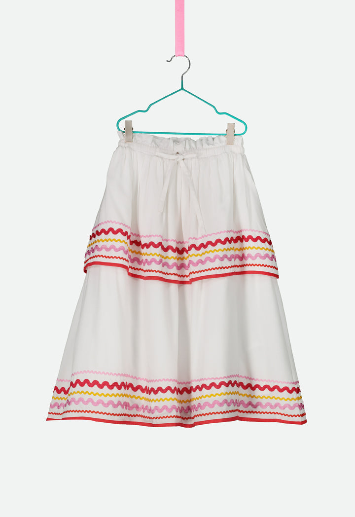 Layered Wave Embroidered Skirt