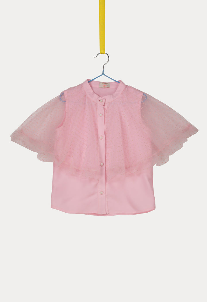 Tulle Balloon Overlay Blouse