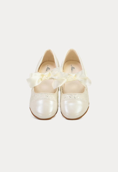 Glittery Embellished With Satin Ribbon Shoes