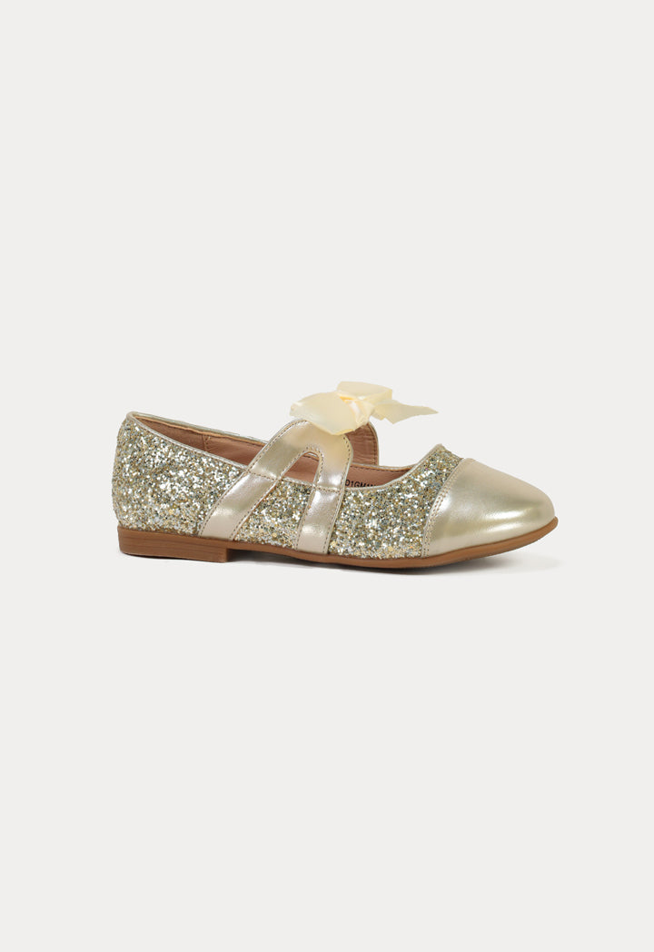 Glittery Embellished With Satin Ribbon Shoes