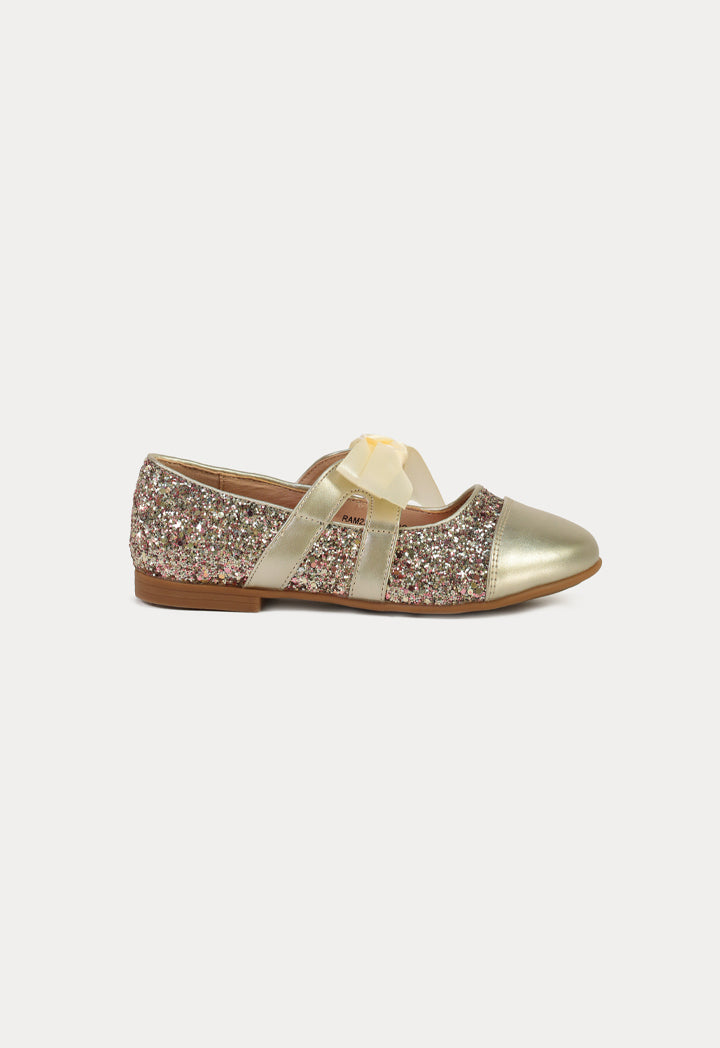 Glittery Embellished With Satin Ribbon Shoes