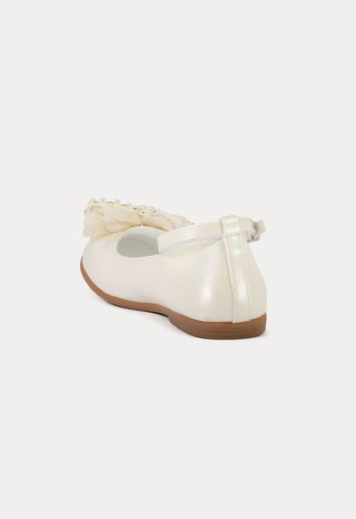 Organza Ribbon With Pearls Flat Shoes