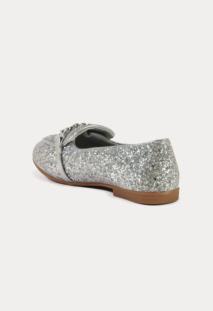 Glittery Chunks Strap Vamp Loafer Shoes