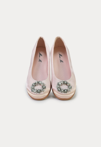 Crystals Circle Flat Slip On Shoes