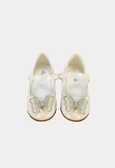 Double Crystals Butterfly Velcro Strap Shoes