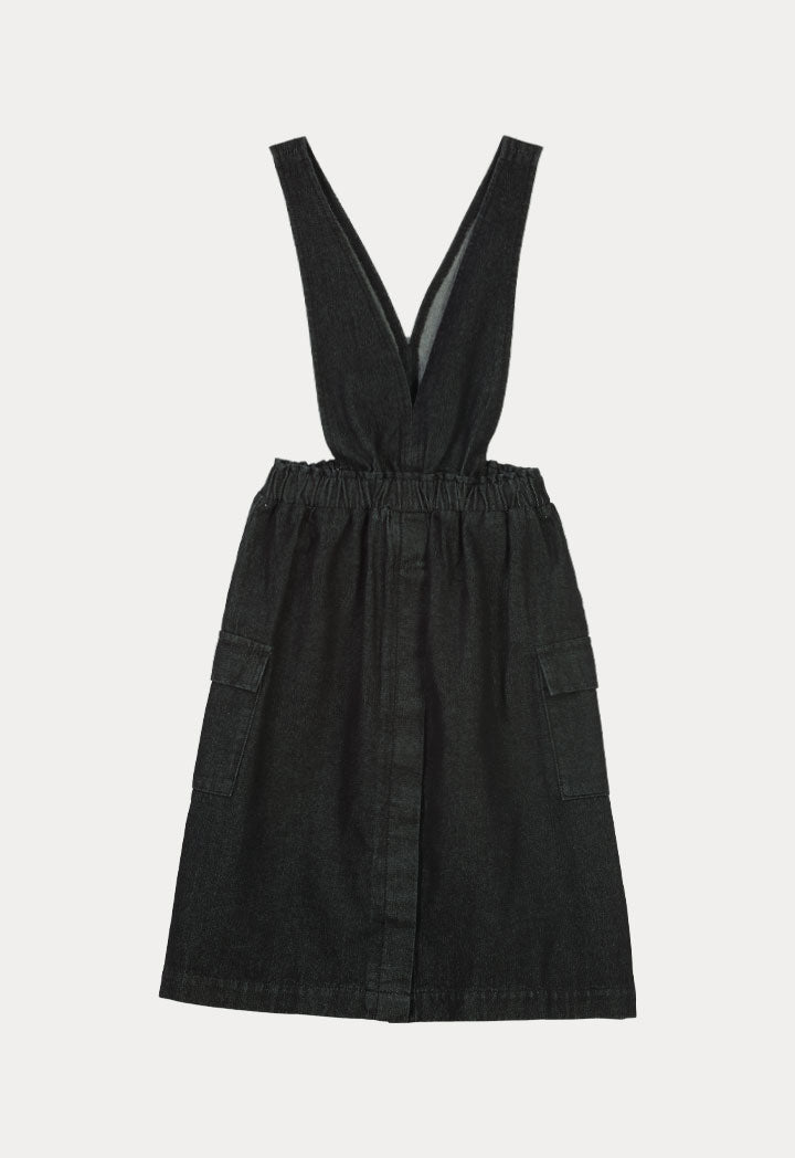 Denim Deep V-Neckline Jumper Dress