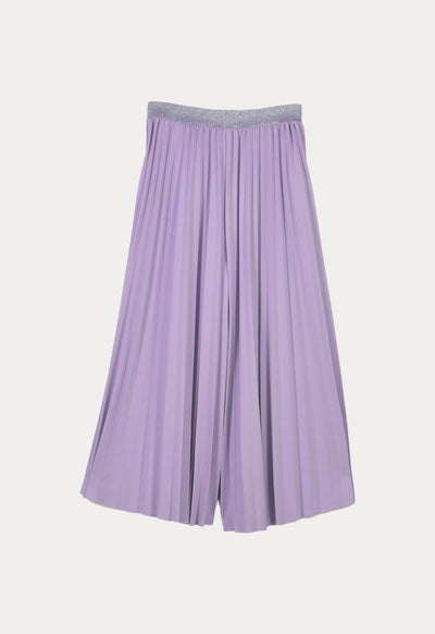 Lurex Elastic Waist Pleated Culottes Trouser