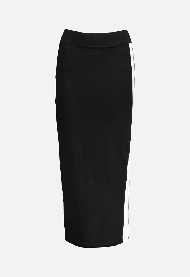 Side Tape Split Back Pencil Skirt