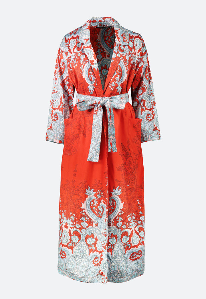 Contrast Print Single Button Outerwear