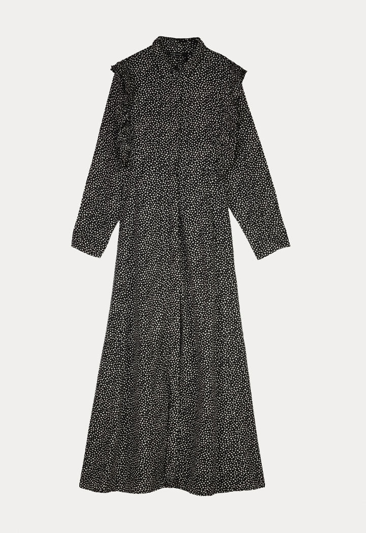 Contrast Dotted Printed Shirt Dress