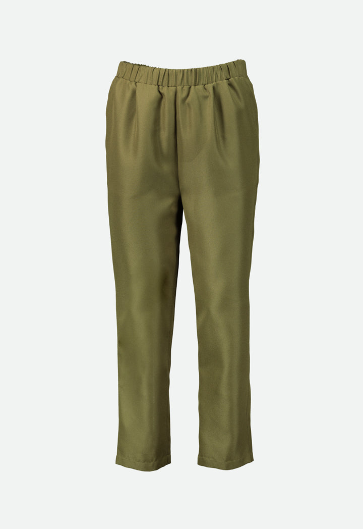 Olive Solid Trouser - Fresqa