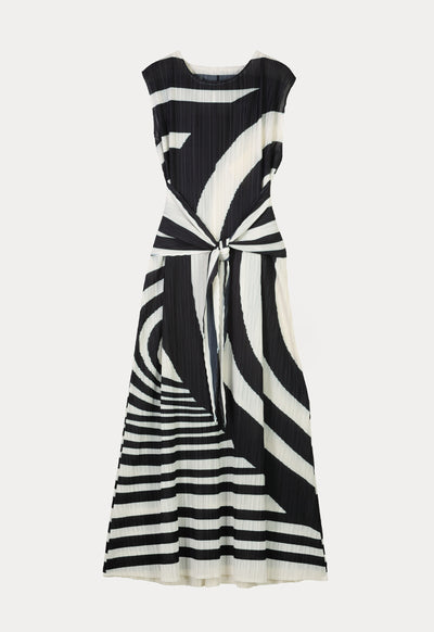 Electric Pleated Dress with Self Tie