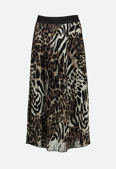 Pleated Leopard Print Skirt