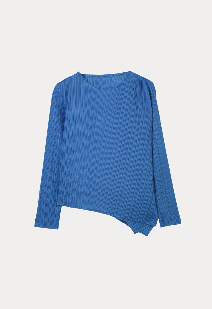 Round Neck Electric Pleated Blouse