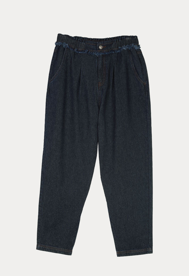 Fringed Loose High Waist Straight Denim Pants