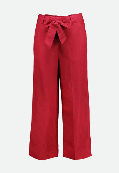 Belted Linen Wide Leg Pants