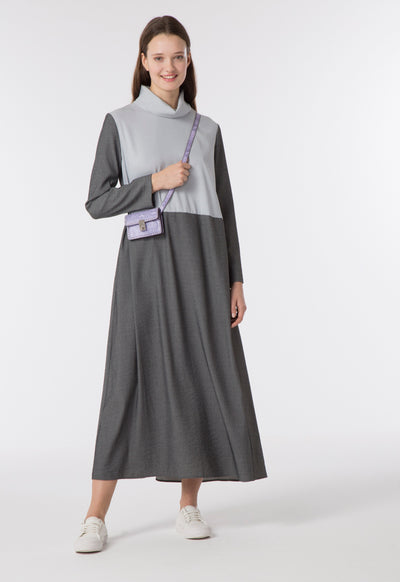 High neck Colorblock Abaya