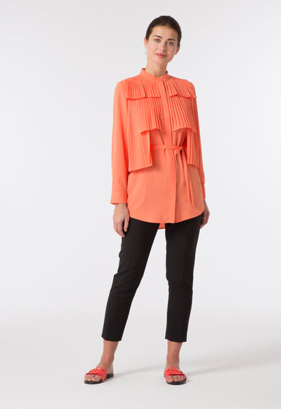 Shirt With Layered Pleats Panel - Fresqa